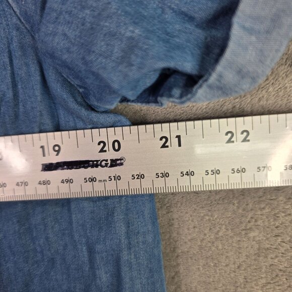 Womens Lucky Brand Blue Lyocell Tunic Dress Short Sleeve Lace Up Neckline Size L - Picture 4 of 6